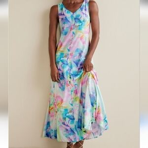 EUC Soft Surroundings Watercolor Floral Dress